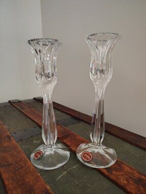 Gorham Tulip Crystal Candlesticks, set of two, Made in Germany